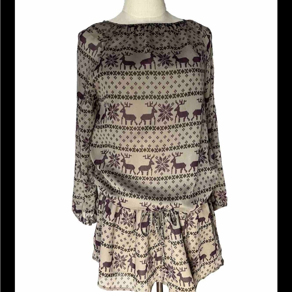 Chocol Raffine Robe • Women’s 3/4 sleeve Rain Deer Robe - Picture 2 of 13